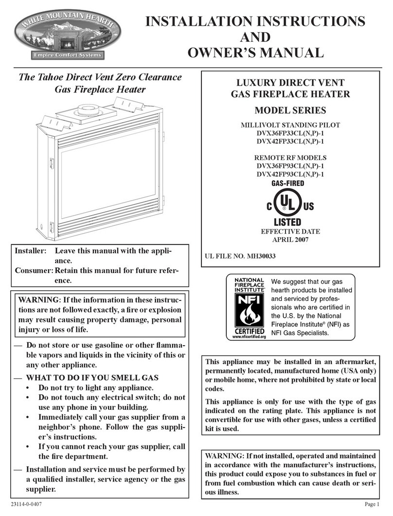 Empire Comfort Systems DVX36FP33CL Installation instructions and owner's manual Empire Comfort Systems DVX36FP33CL Installation instructions and owner's manual