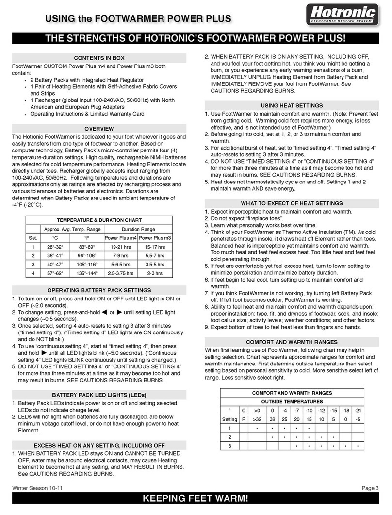 Hotronics FootWarmer CUSTOM Power Plus m4 user manual