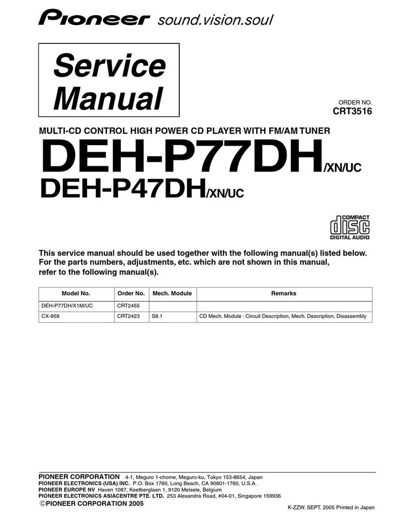 Pioneer DEH-P77DH - Radio / CD Player User manual