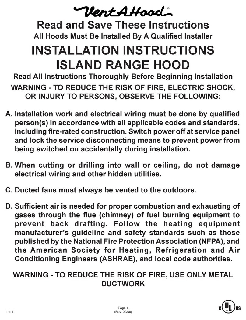 VentAHood ISLAND RANGE HOOD installation instructions
