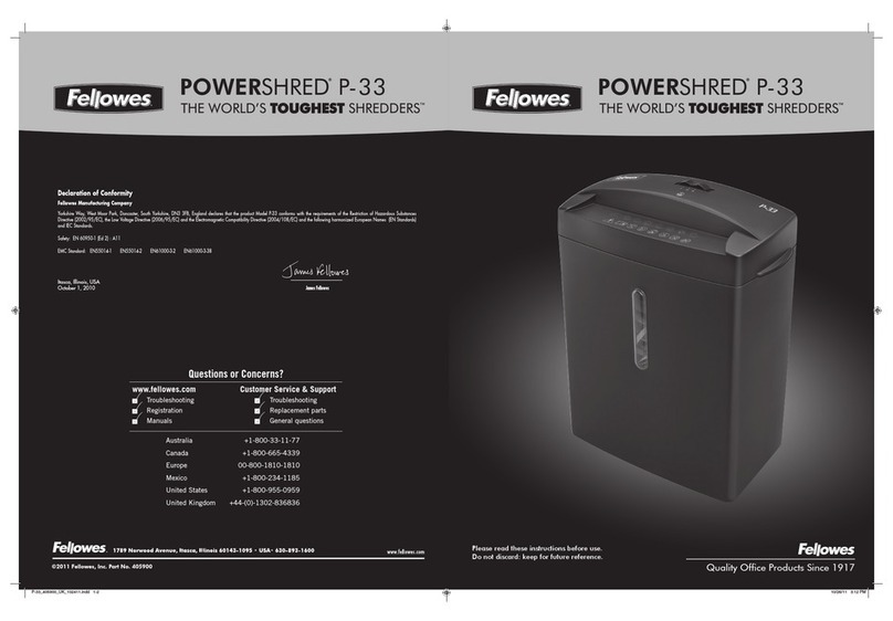 Fellowes POWERSHRED P-33 User manual