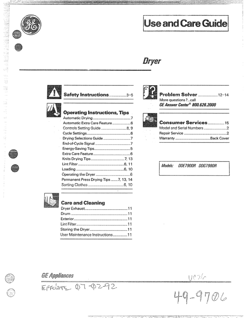 GEAppliances DDE7900R Use and care guide
