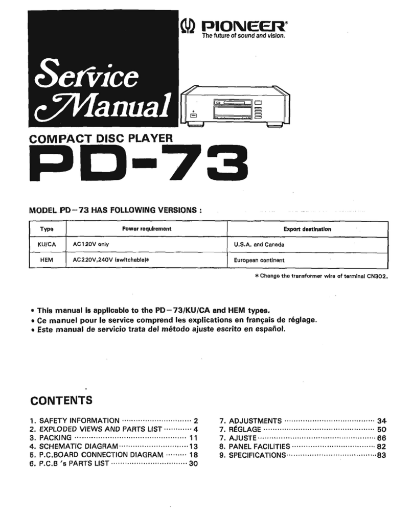 Pioneer PD-73 User manual