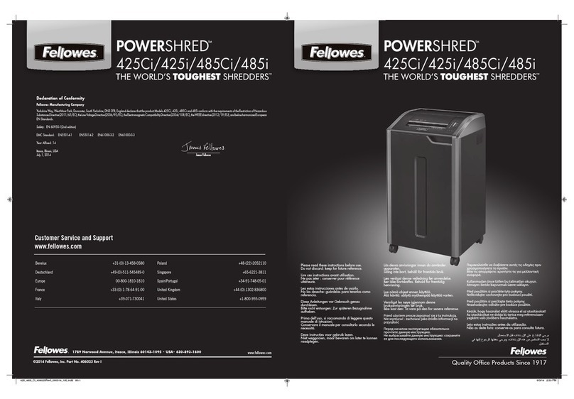 Fellowes POWERSHRED 425Ci User manual