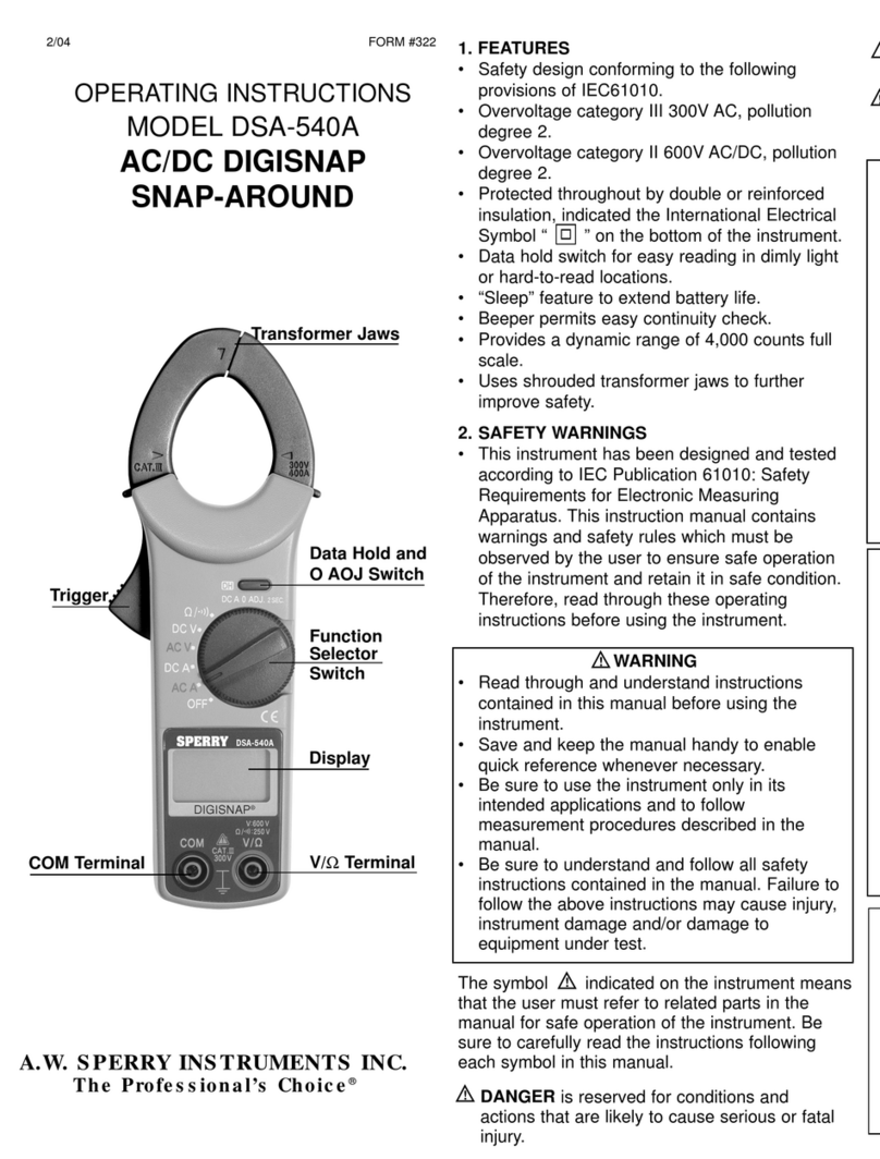 Sperry instrument DSA-540A operating instructions