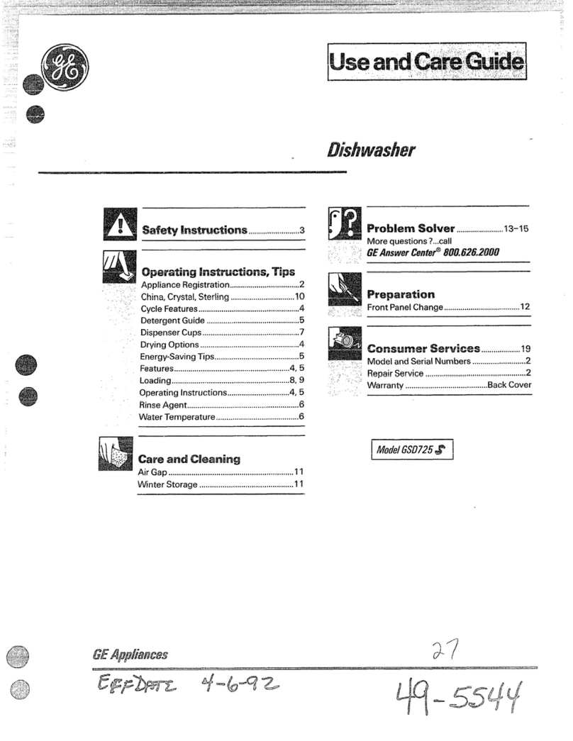 GE GSD725 Use and care guide