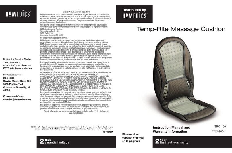 HoMedics TRC-100 Instruction manual and  warranty information