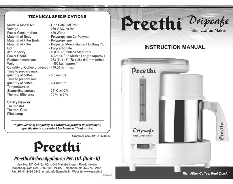 Preethi Drip CaféMG 208 instruction manual