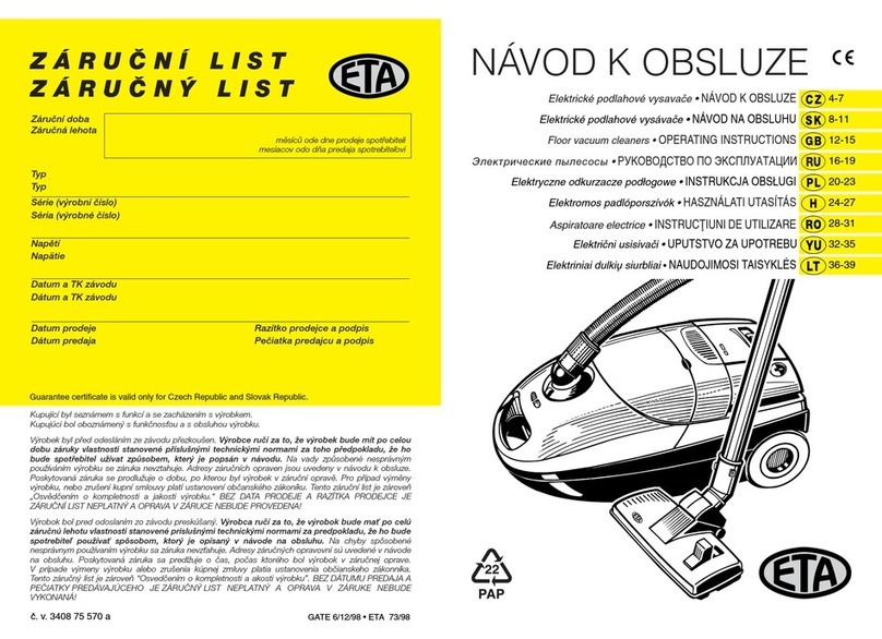 eta 0408, 2408, 3408, 7408 User manual