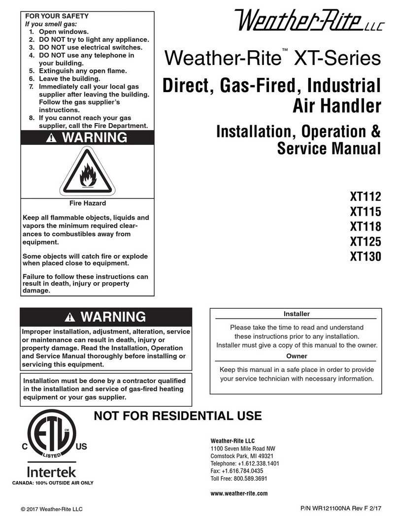 Weather-Rite XT112 Installation, operation & service manual