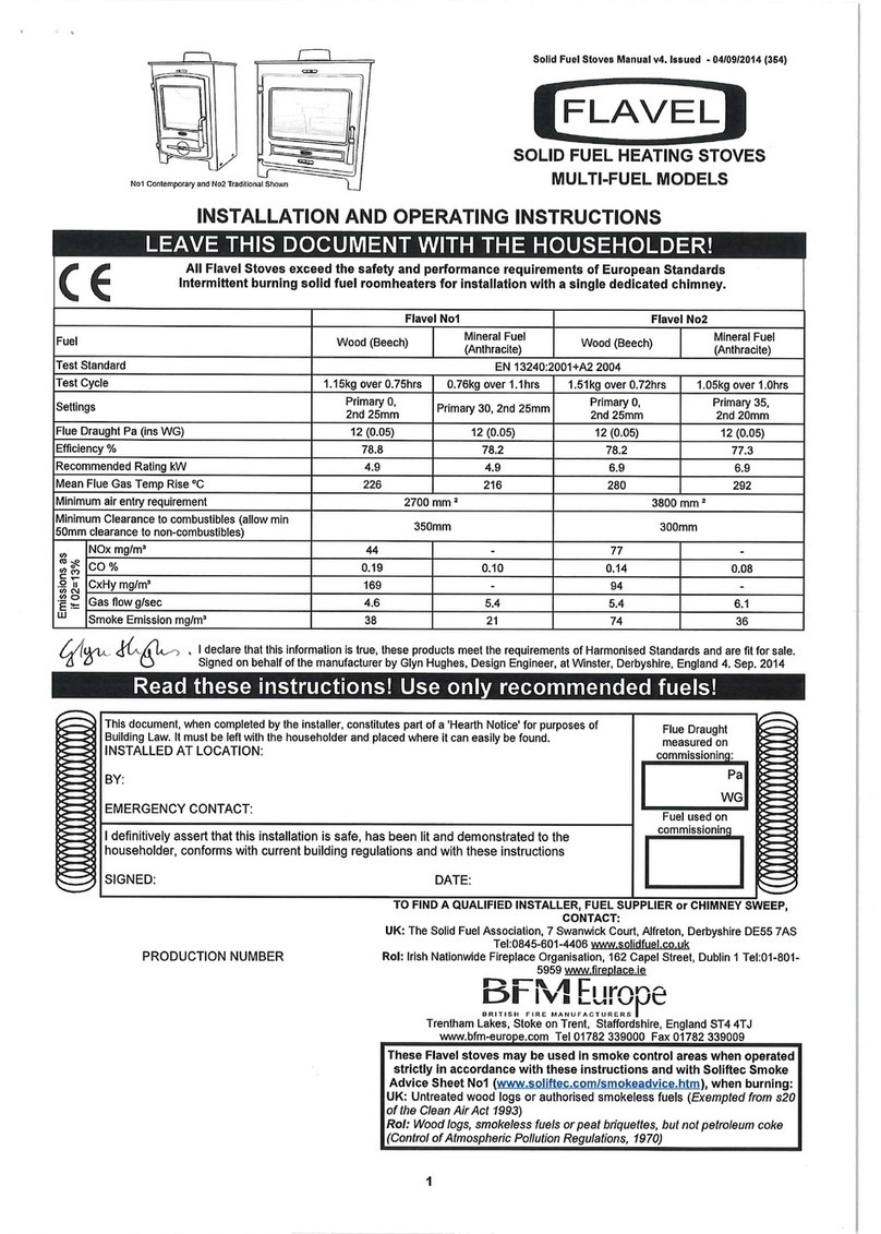 Flavel No1 Installation and operating instructions