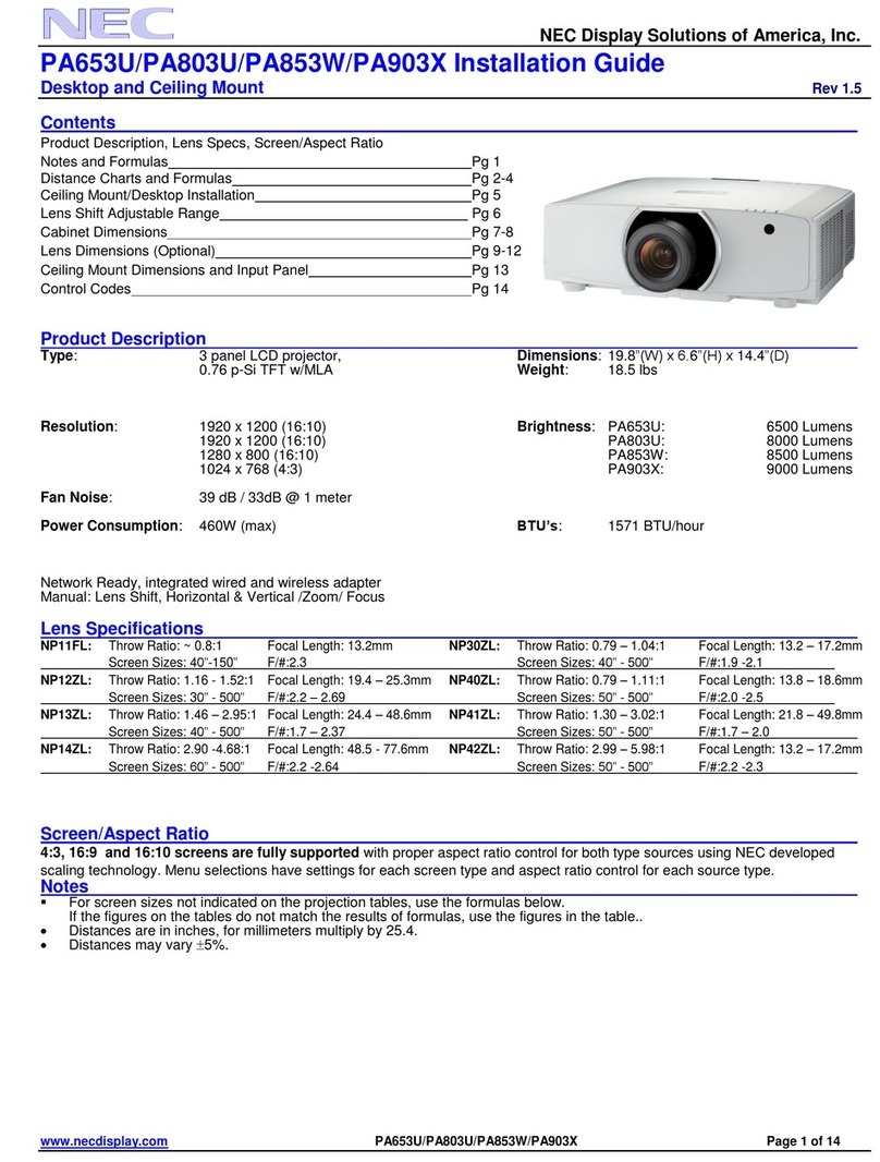 NEC PA653U User manual