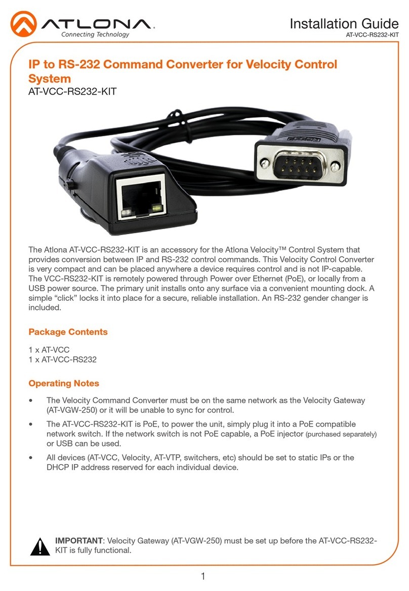 Atlona AT-VCC-RS232-KIT installation guide