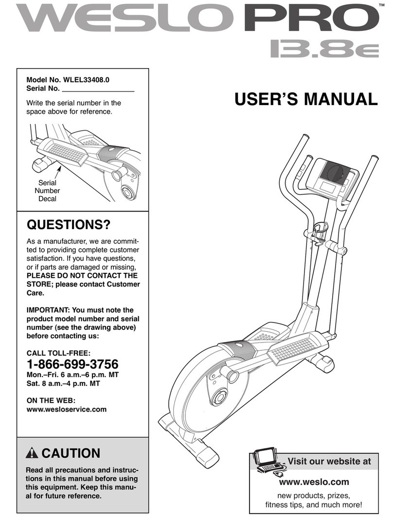 Weslo WLEL33408.0 user manual