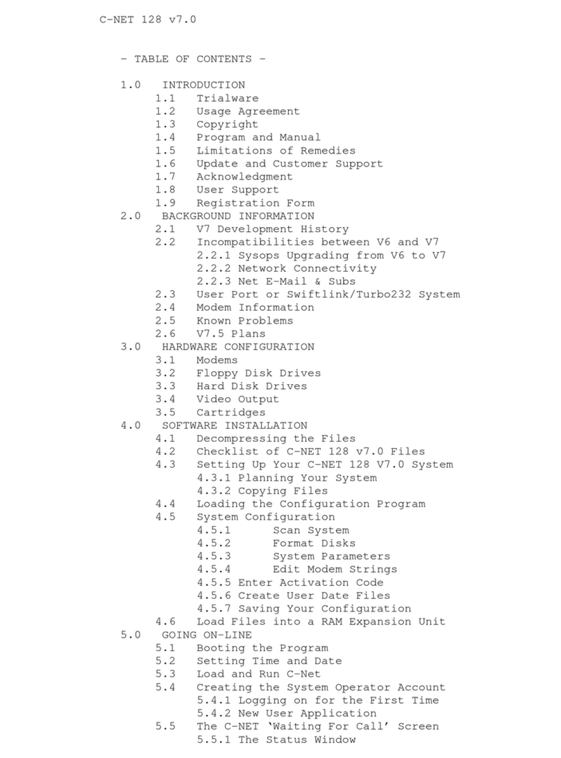 Commodore C-NET 128 v7.0 user manual