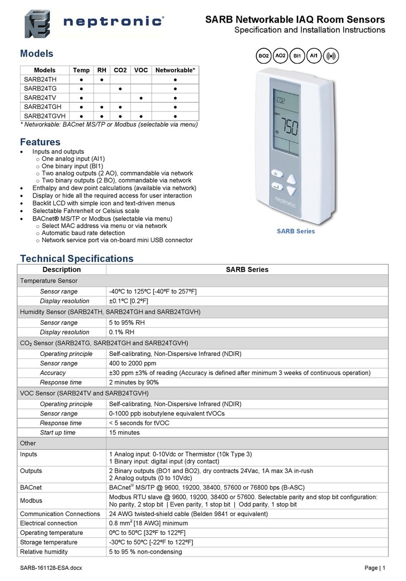 Neptronic SARB24TH Installation instructions and specification