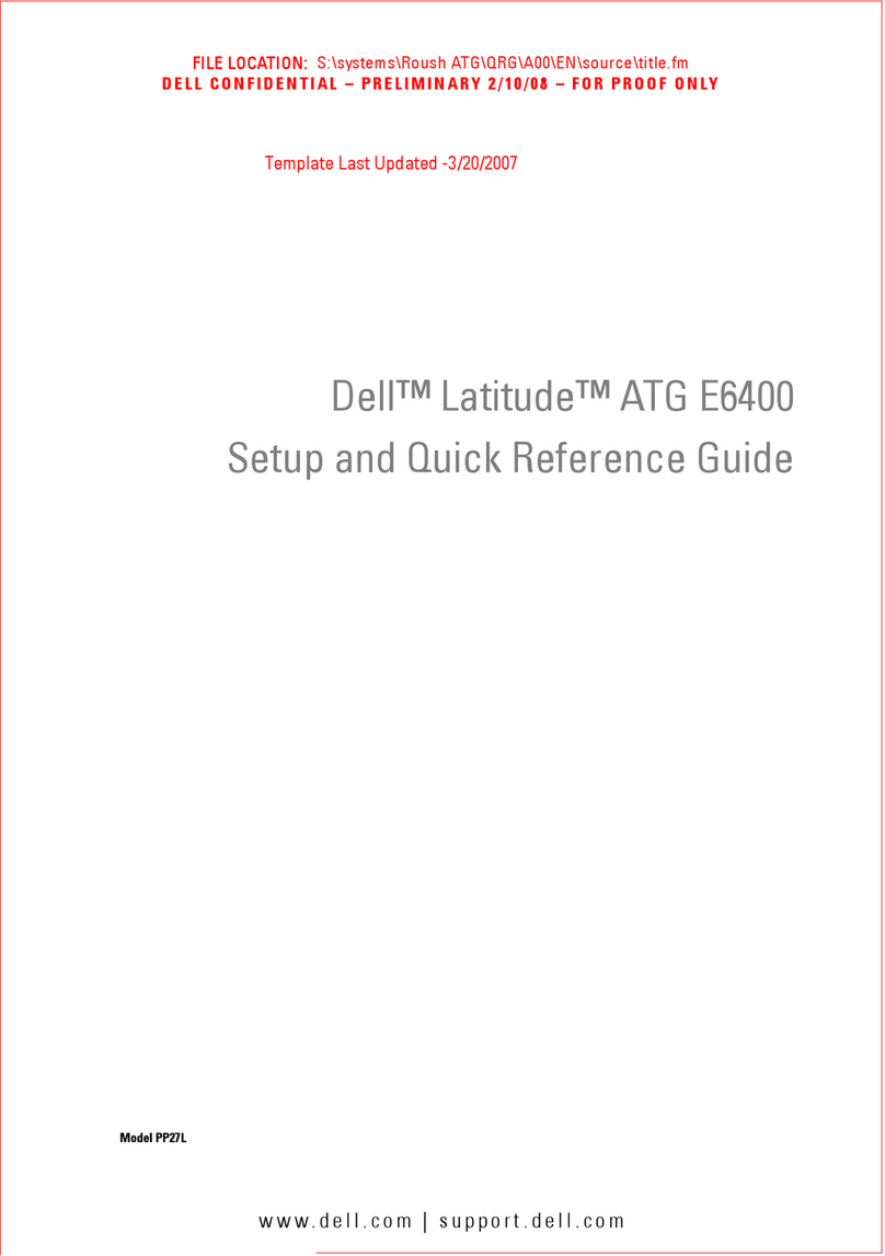 Dell Latitude E6400 ATG Setup and quick reference guide