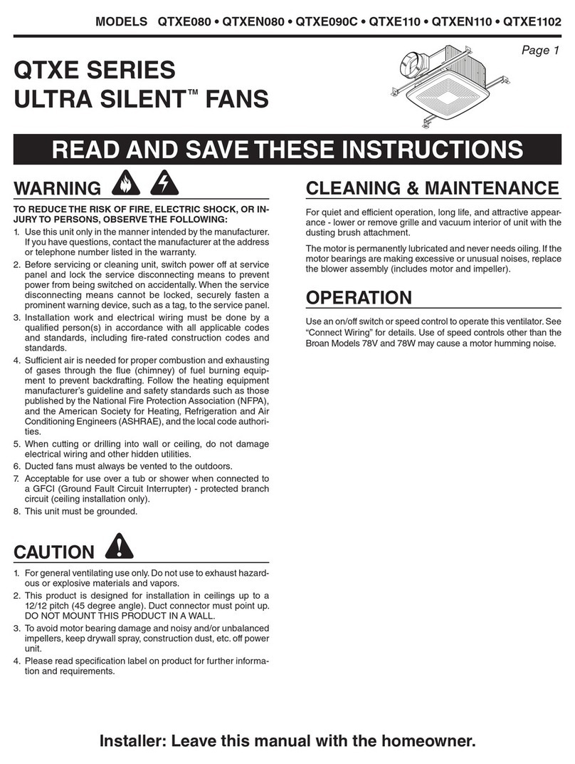 NuTone QTXE080 instructions