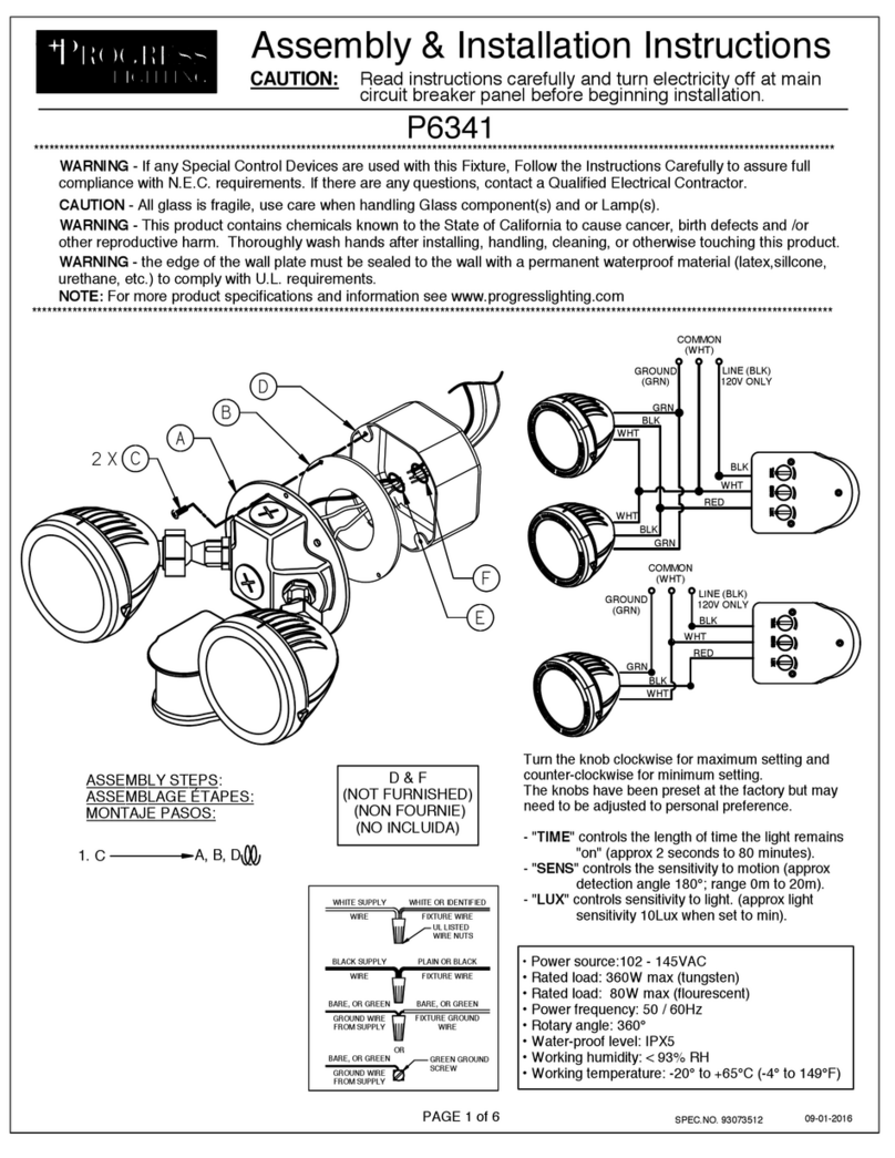 Progress Lighting P6341 Assembly and installation instructions