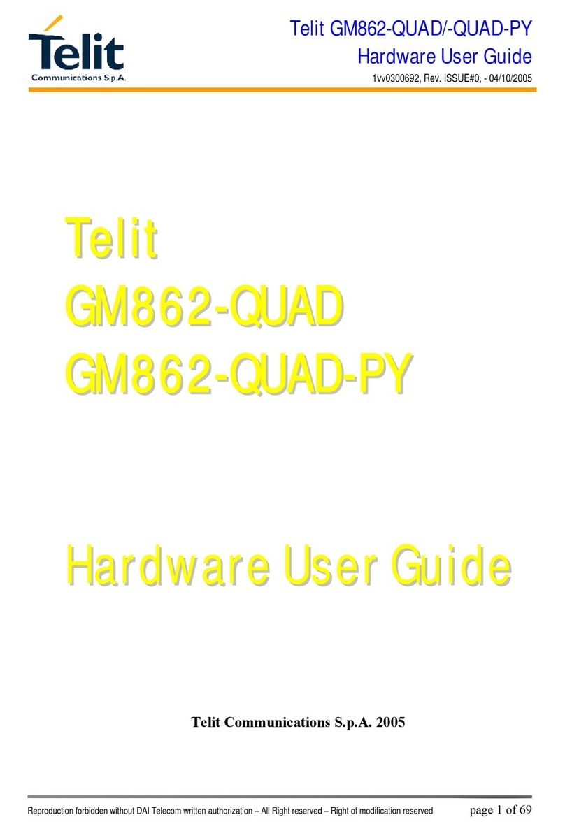Telit Communications GM862-QUAD Hardware user's guide Telit Communications GM862-QUAD Hardware user's guide
