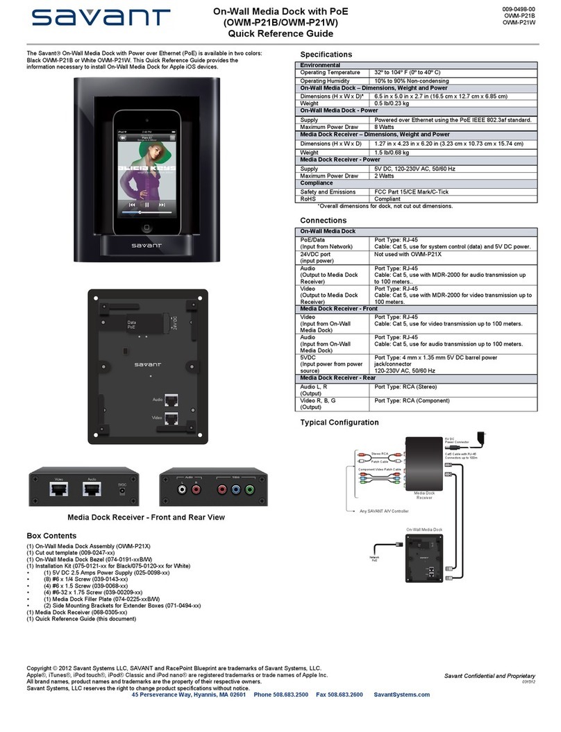 Savant OWM-P21W Quick reference guide