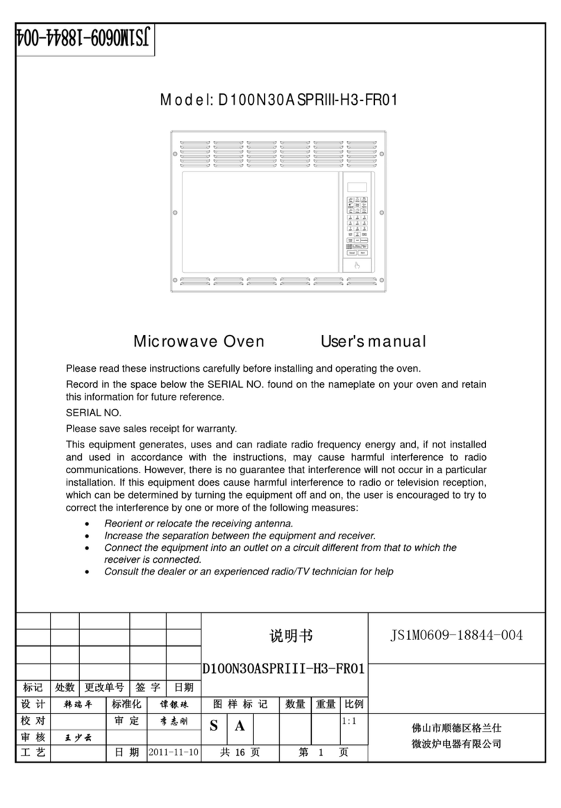 Galanz D100N30ASPRIII-H3-FR01 user manual