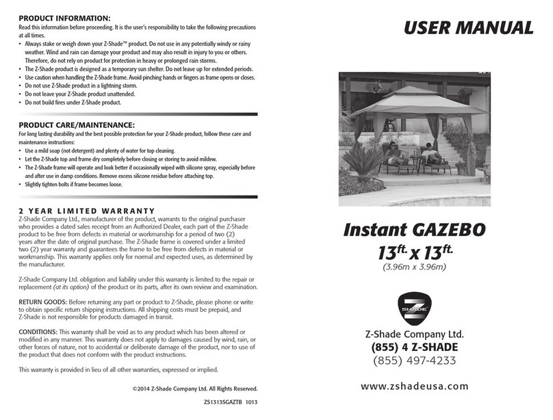 Z-SHADE Instant GAZEBO user manual