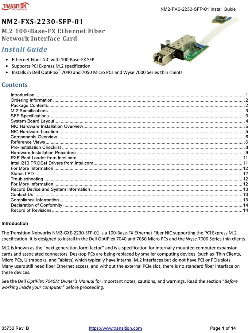 Transition Networks M2-FXS-2230-SFP-01 User manual