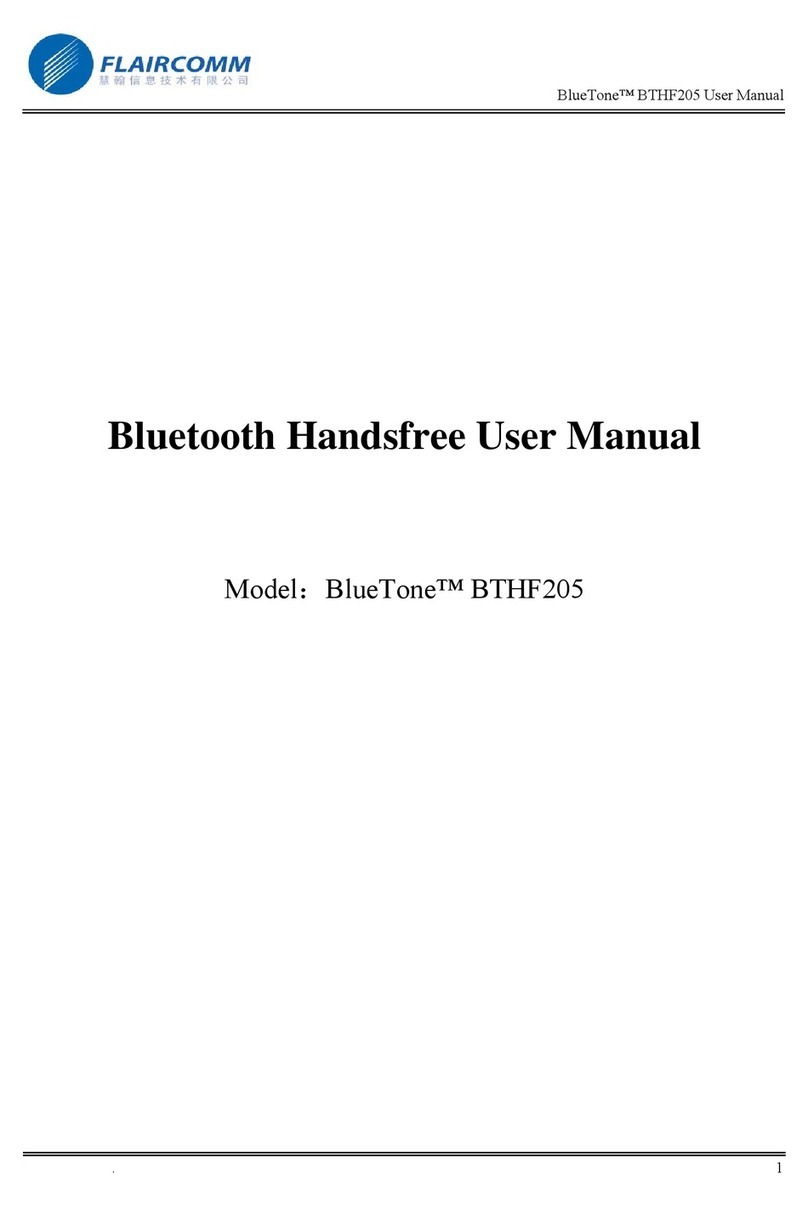 Flaircomm Technologies BlueTone BTHF205 user manual Flaircomm Technologies BlueTone BTHF205 user manual