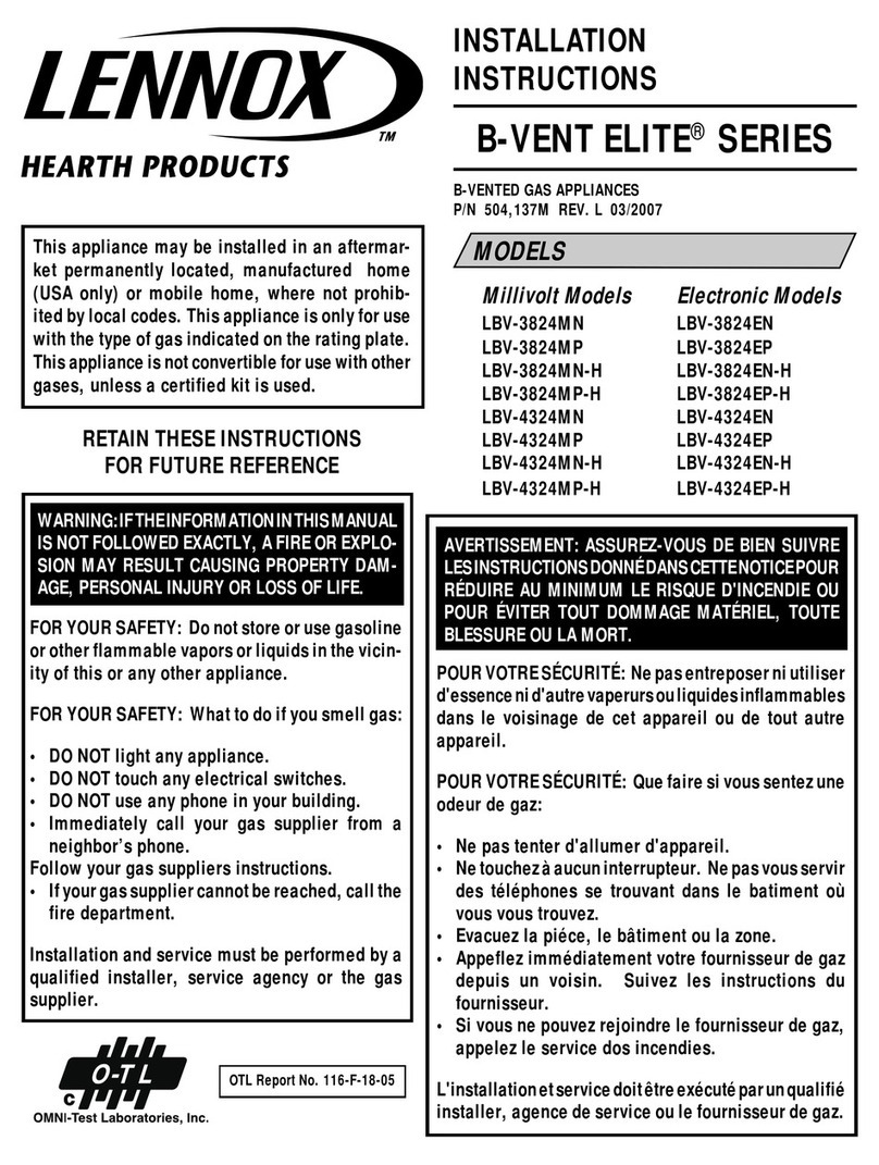 Lennox Hearth Products B-Vent Elite LBV-3824MN installation instructions