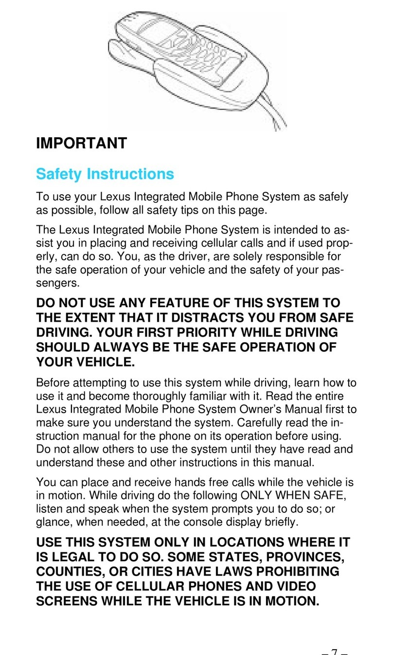 Lexus Integrated Mobile Phone System User manual