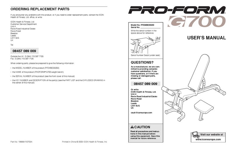 Pro-Form G700 User manual