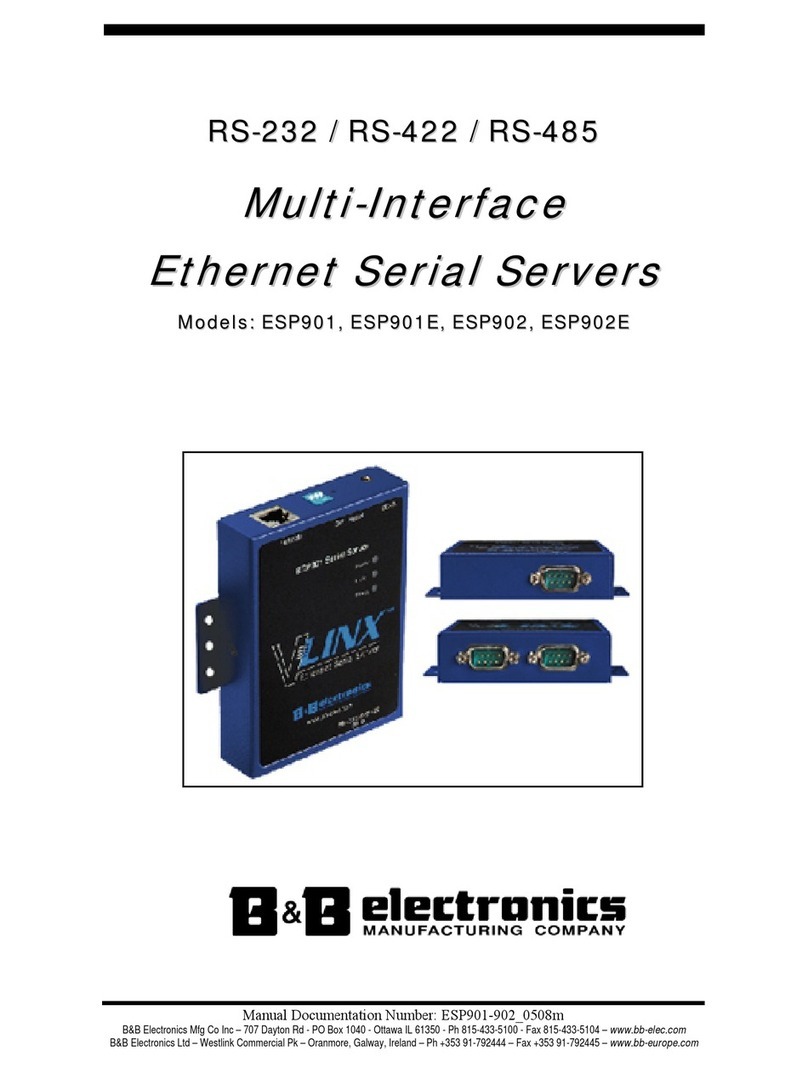 B&B Electronics Vlinx Serial Servers ESP901E User manual