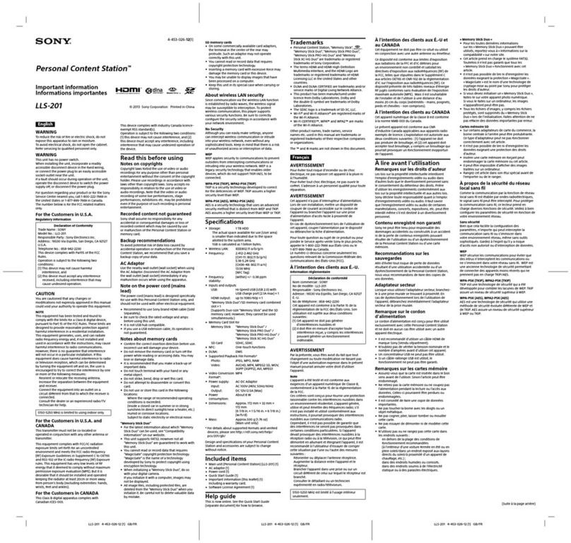 Sony LLS-201 User manual