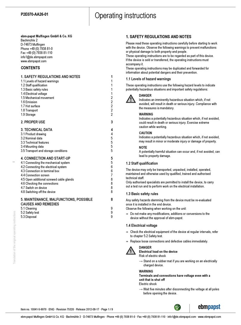 Ebmpapst P2E070-AA26-01 operating instructions