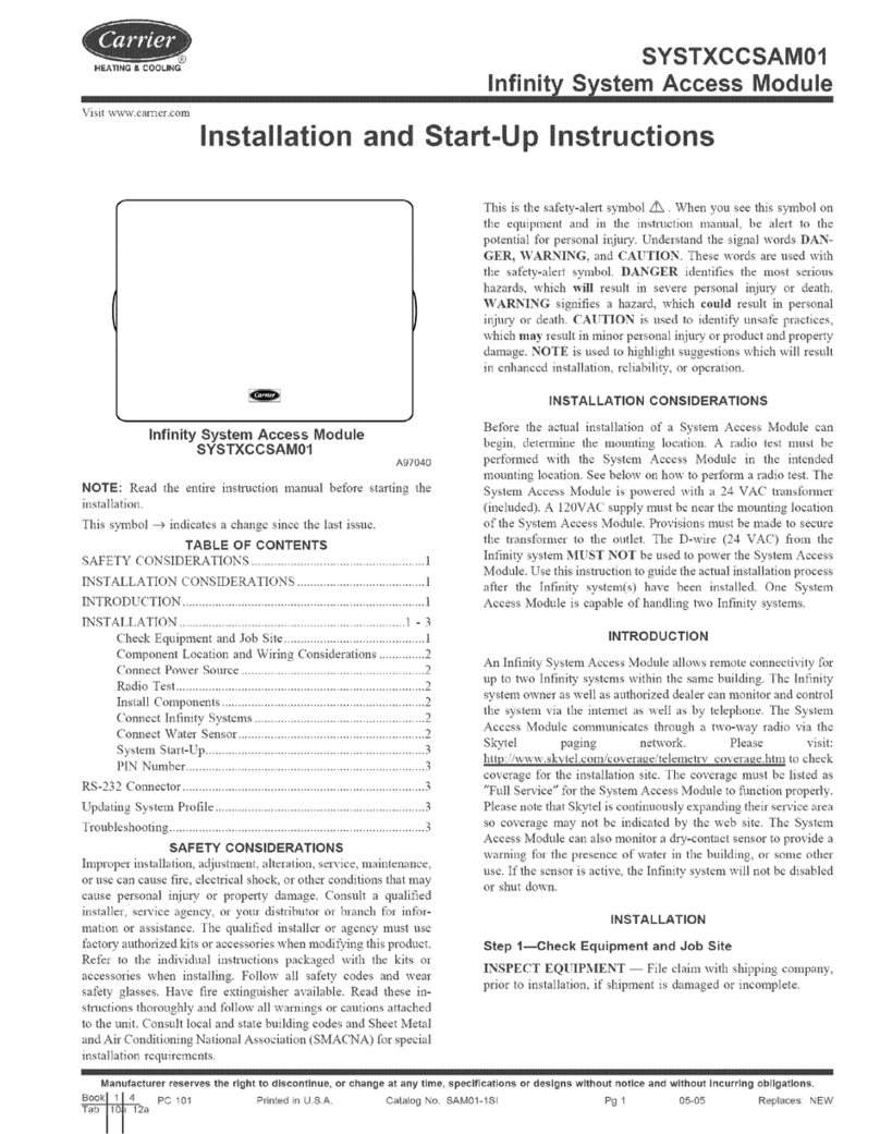 Carrier SYSTXCCSAN01 Installation and start-up instructions Carrier SYSTXCCSAN01 Installation and start-up instructions
