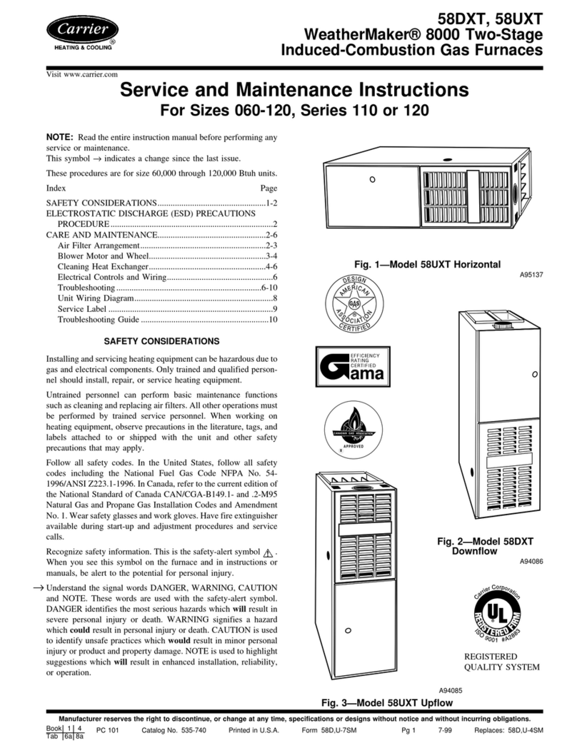 Carrier 58DXT Installation and user guide