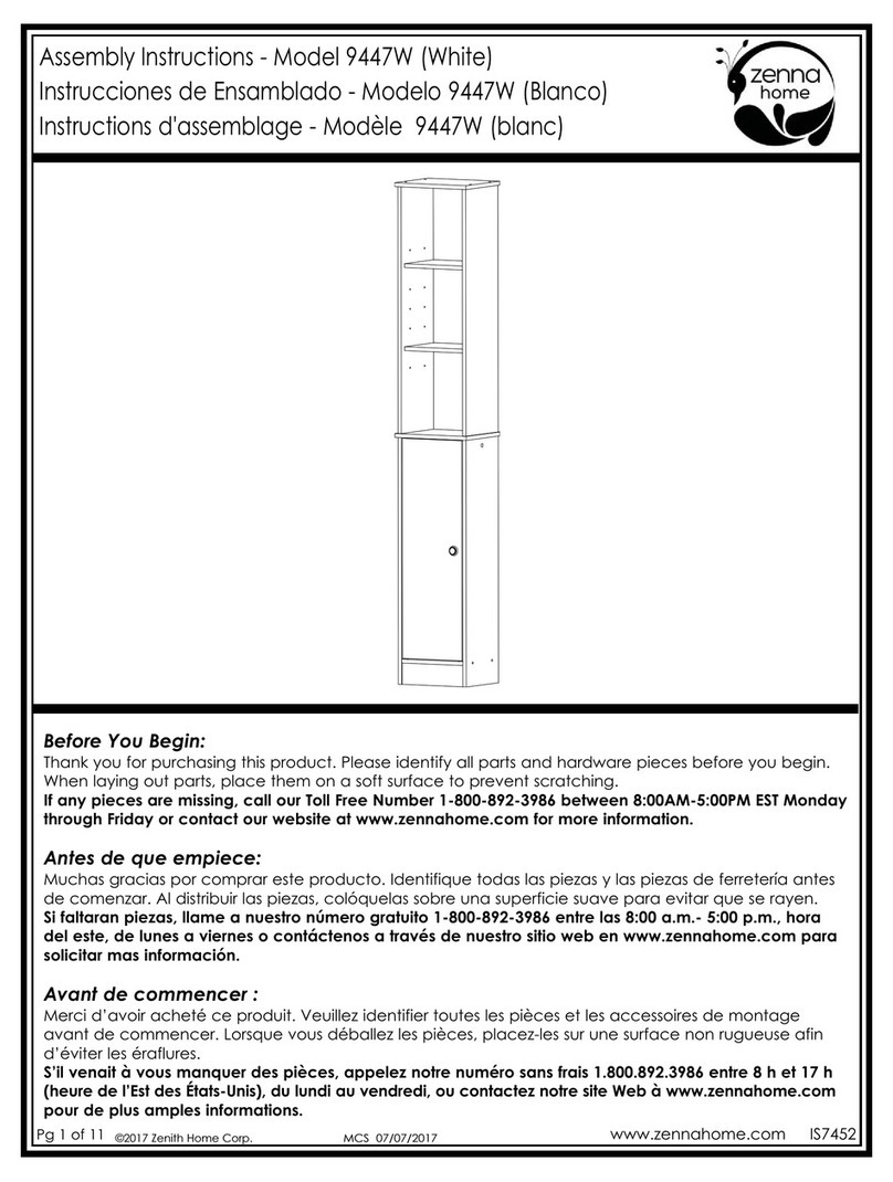 Zenna Home 9447W Assembly instructions Zenna Home 9447W Assembly instructions