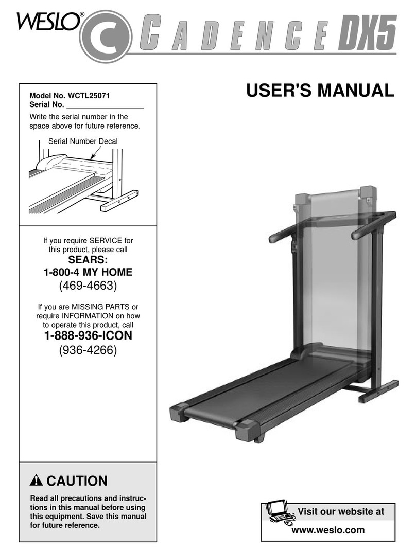 Weslo Cadence Dx5 user manual