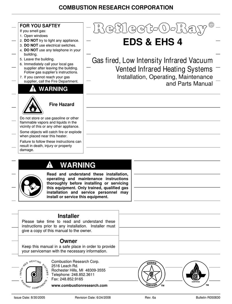 Combustion Research Reflect-O-Ray EDS-4DI Installation, operating, maintenance and parts manual