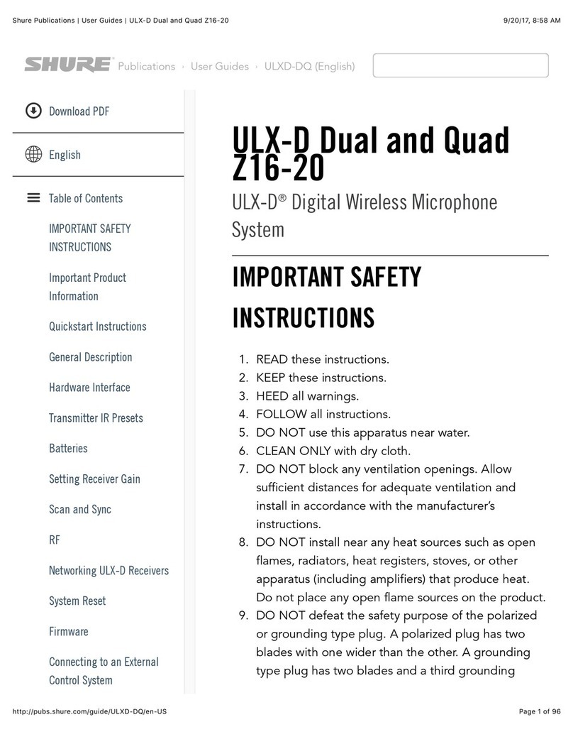 Shure ULX-D Quad Z16-20 user guide