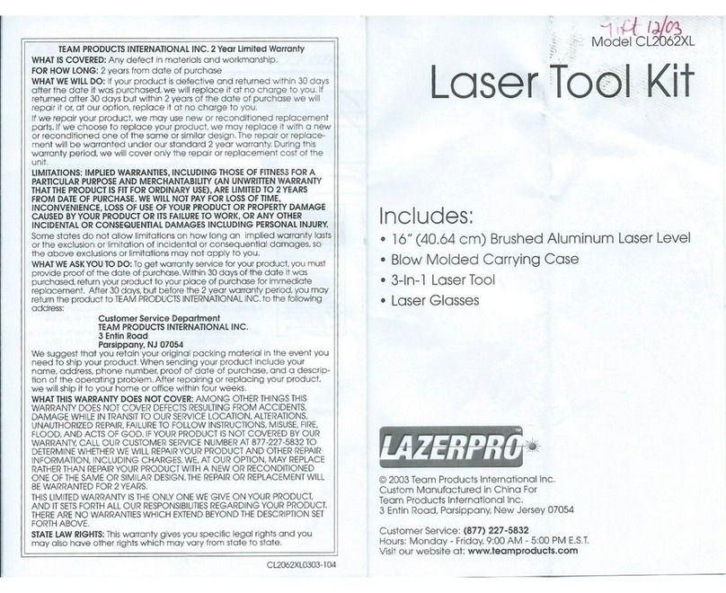 LazerPro CL2062XL owner's manual