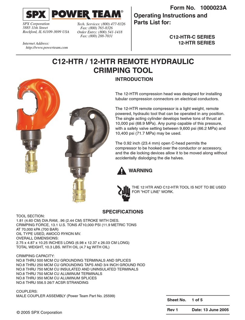 Power Team C12-HTR series Operating instructions and parts list Power Team C12-HTR series Operating instructions and parts list