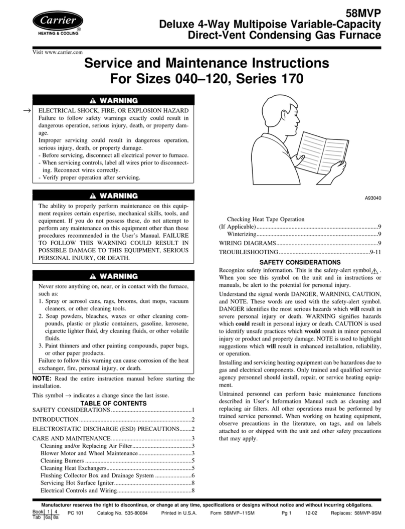 Carrier GAS FURNACE 58MVP Service and maintenance instructions