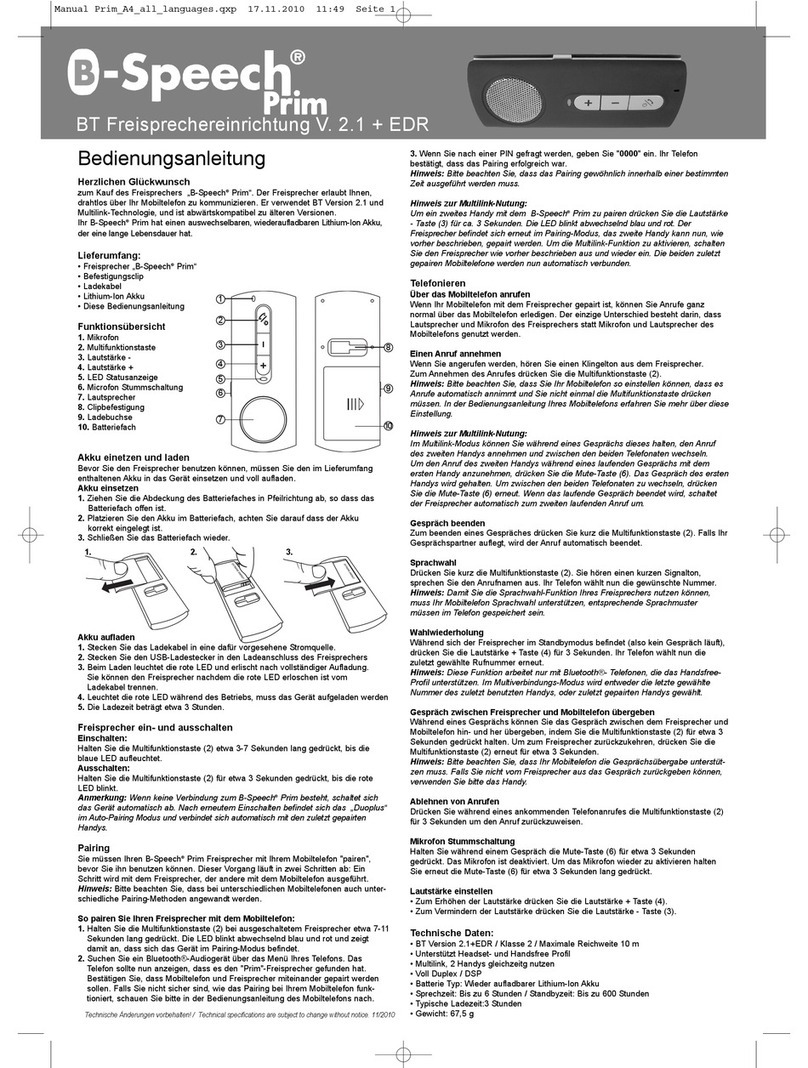 B-Speech B-Speech Prim User manual