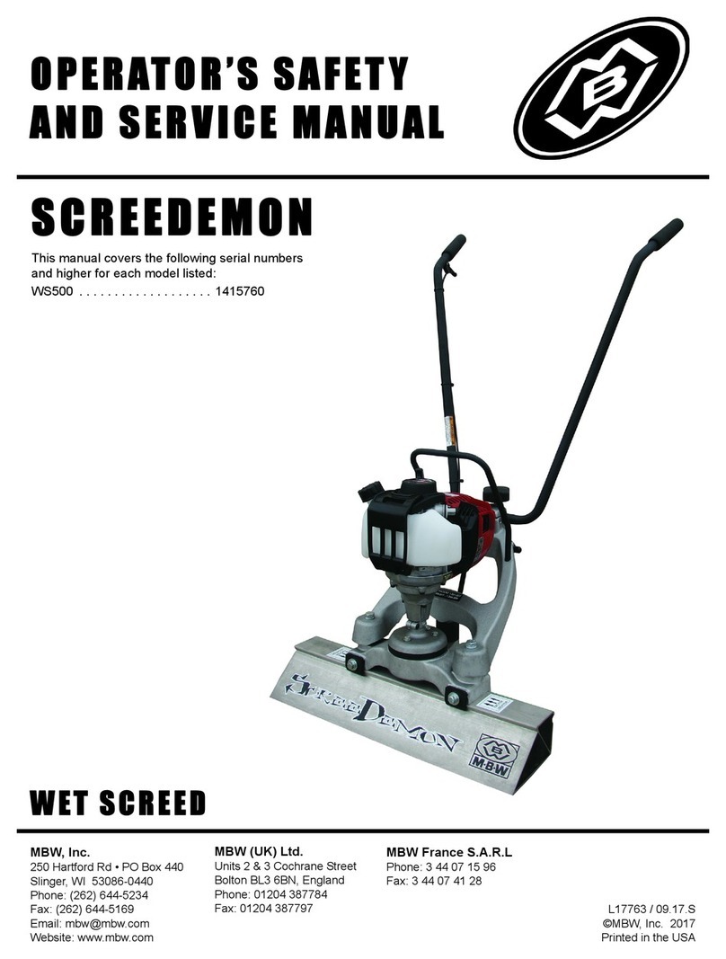 MBW ScreeDemon Operator's safety and service manual