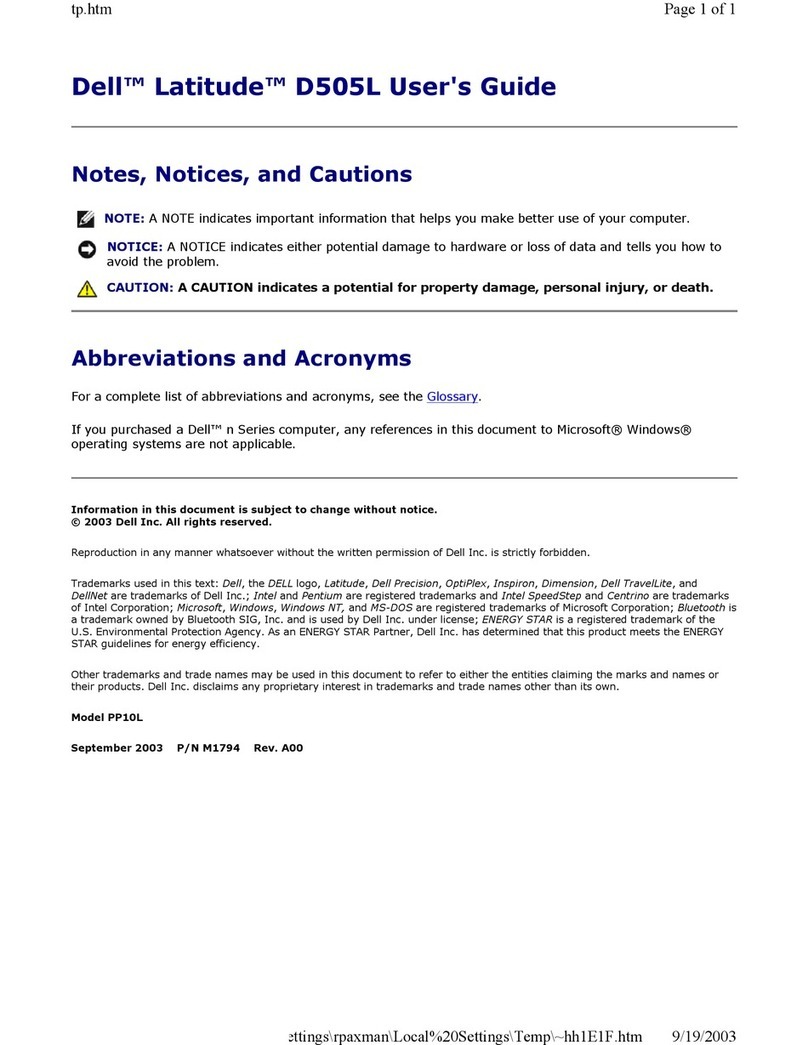 Dell Latitude D505L User manual