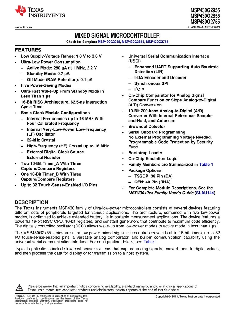 Texas Instruments MSP430G2955 User manual