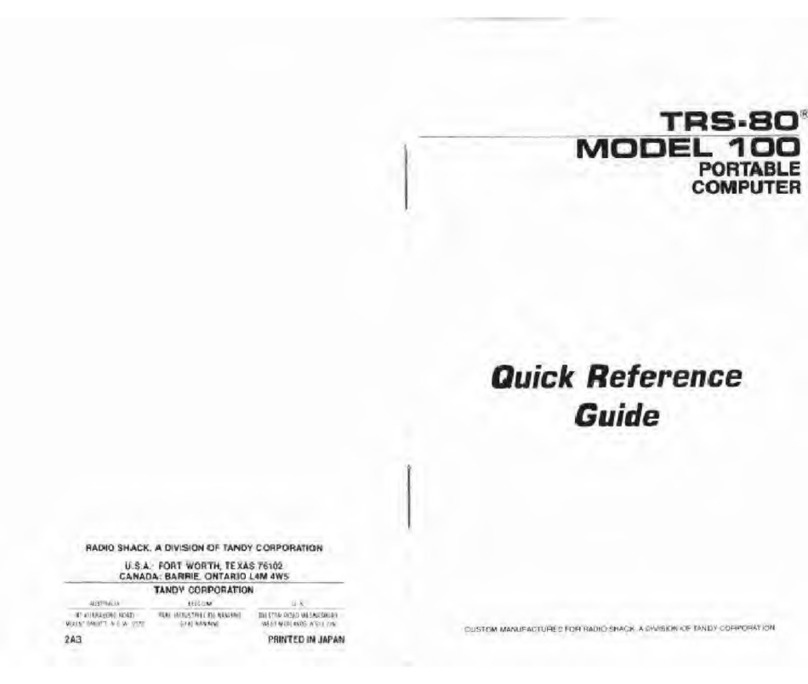 Radio Shack TRS-80 Model 100 User manual