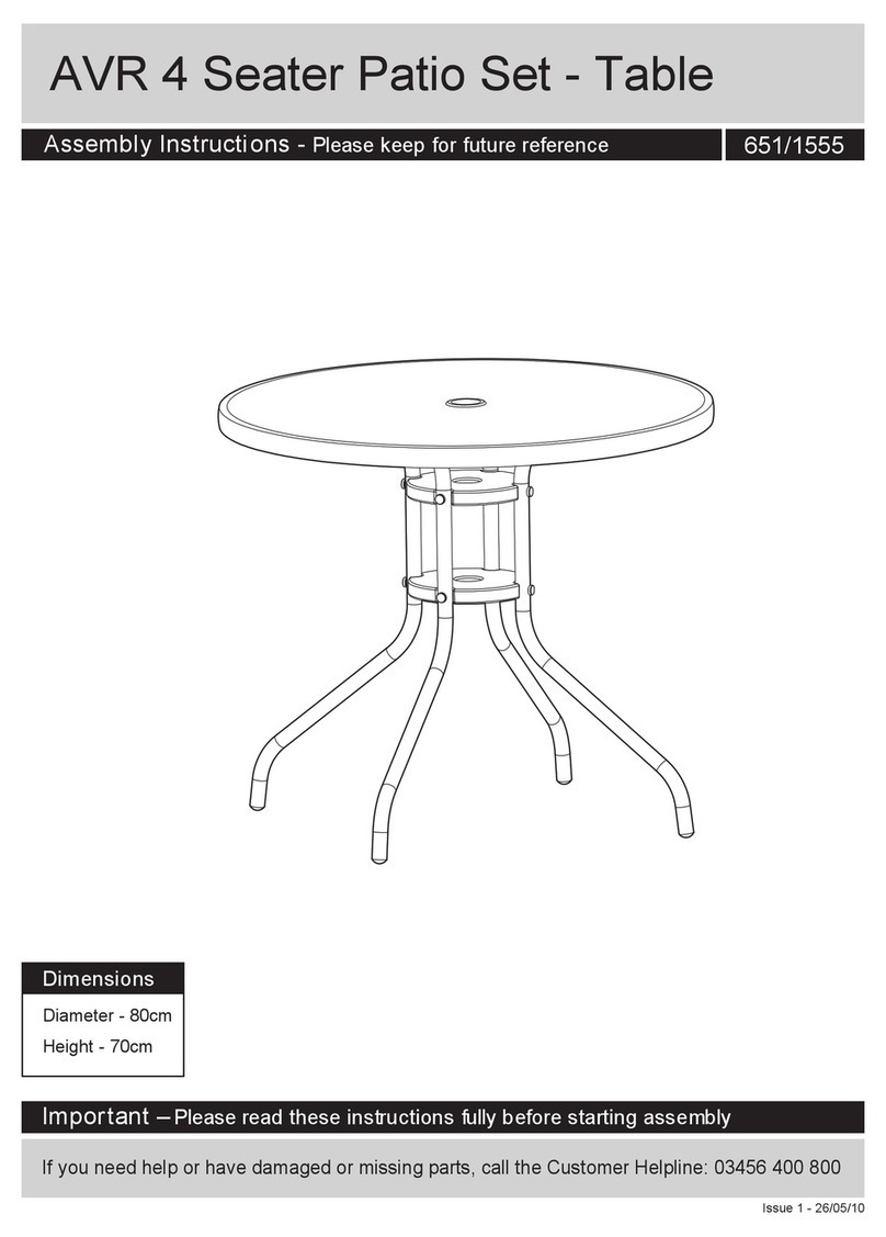 Argos AVR 4 Seater Patio Set Assembly instructions